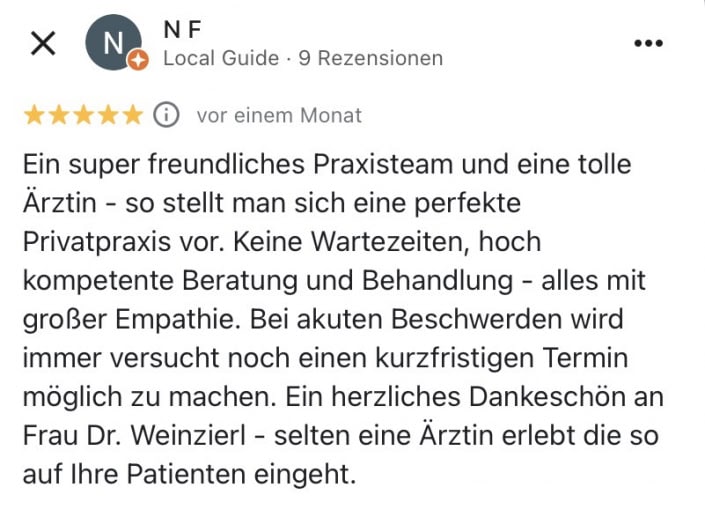 Screenshot Gute Google Rezension